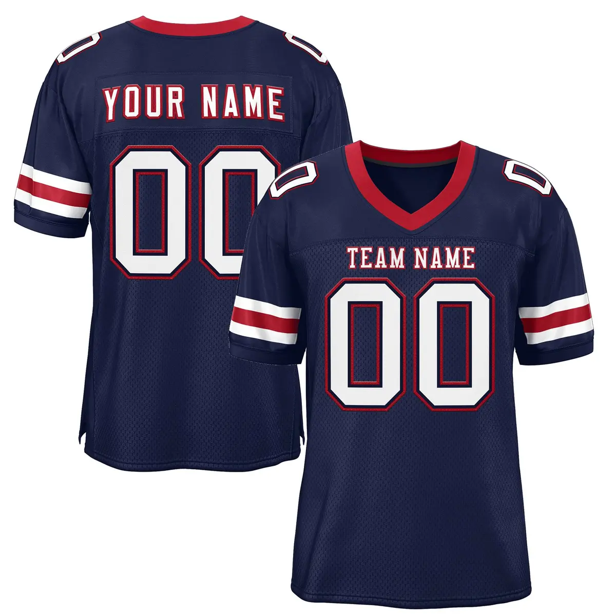 Navy White-Scarlet Classic Mesh Authentic Football Jersey