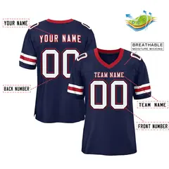 Navy White-Scarlet Classic Mesh Authentic Football Jersey 2