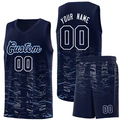 Navy White Scratches Pattern Basketball Jersey