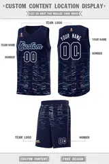 Navy White Scratches Pattern Basketball Jersey 2