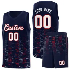 Navy White Scratches Pattern Basketball Jersey 1