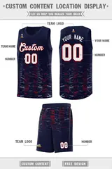 Navy White Scratches Pattern Basketball Jersey 2