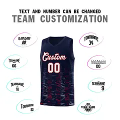 Navy White Scratches Pattern Basketball Jersey 3