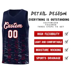 Navy White Scratches Pattern Basketball Jersey 4