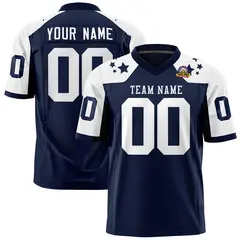 Navy White Shoulder Star Pattern Flag Football Jersey