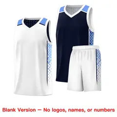 Navy White Side Gradient Pattern Double Side Basketball Jersey 6