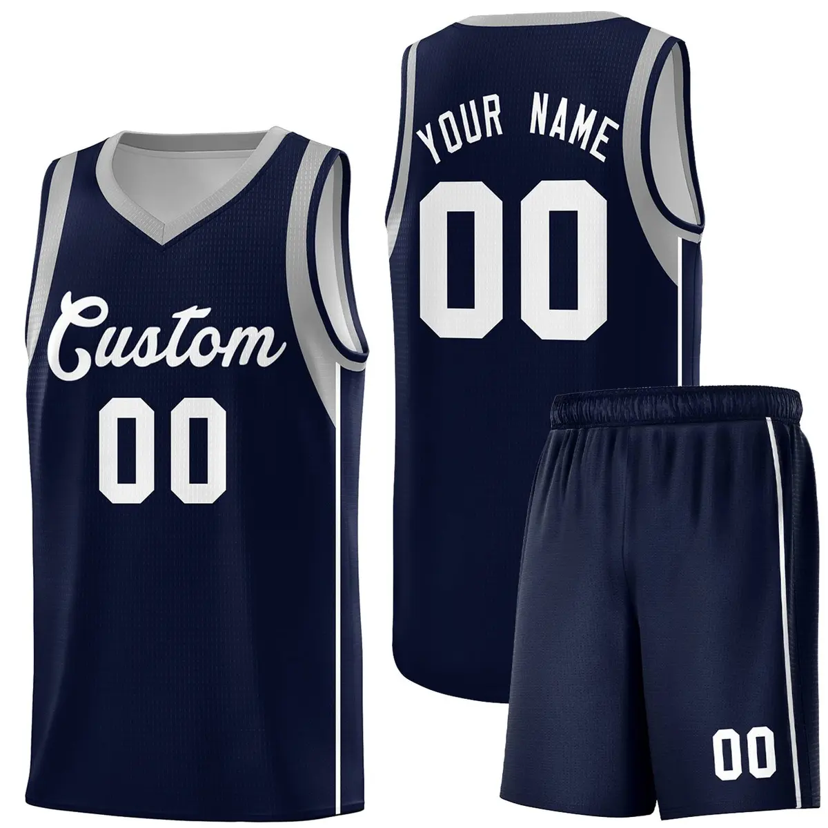 Navy White Sleeve Color Block Basketball Jersey