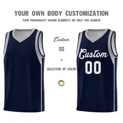 Navy White Sleeve Color Block Basketball Jersey 3