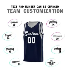 Navy White Sleeve Color Block Basketball Jersey 4