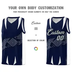 Navy White Snake Scale Venomous Fang Graffiti Basketball Jersey 3
