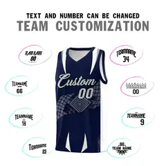Navy White Snake Scale Venomous Fang Graffiti Basketball Jersey 4