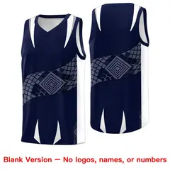 Navy White Snake Scale Venomous Fang Graffiti Basketball Jersey 6