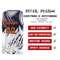 Navy White Snow Mountain Beast Pattern Basketball Jersey 2