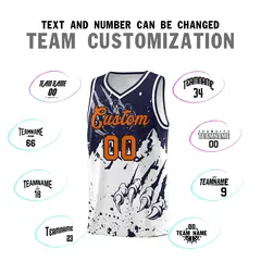 Navy White Snow Mountain Beast Pattern Basketball Jersey 4