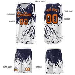 Navy White Snow Mountain Beast Pattern Basketball Jersey 5