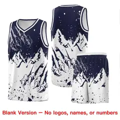 Navy White Snow Mountain Beast Pattern Basketball Jersey 7