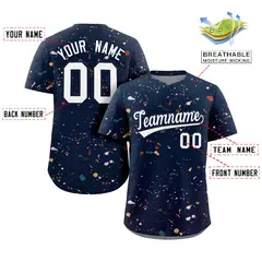 Navy White Splash Graffiti Striped Baseball Jersey 2