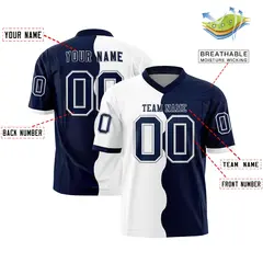 Navy White Split Fashion Mesh Authentic Football Jersey 2