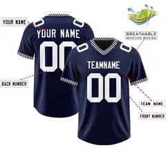 Navy White Square Neckline Classic Authentic Football Jersey 2