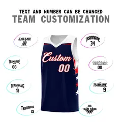 Navy White Star Color Block Two Tone Side Basketball Jersey 4