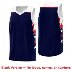 Navy White Star Color Block Two Tone Side Basketball Jersey 6