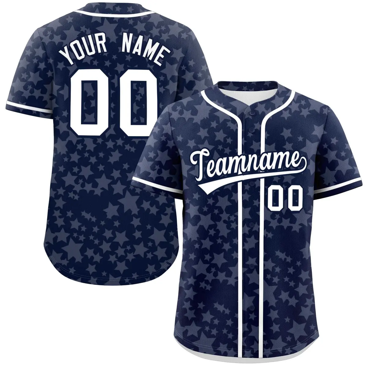 Navy White Star Graffiti Authentic Baseball Jersey
