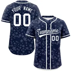 Navy White Star Graffiti Authentic Baseball Jersey