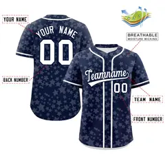Navy White Star Graffiti Authentic Baseball Jersey 2