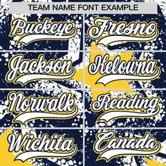 Navy White Star Graffiti Baseball Jersey 7