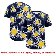 Navy White Star Graffiti Baseball Jersey 9