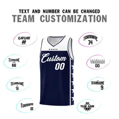 Navy White Star Pattern Team Basketball Jersey 4