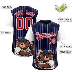 Navy White Stripe Animals Graffiti Raglan Baseball Jersey 2