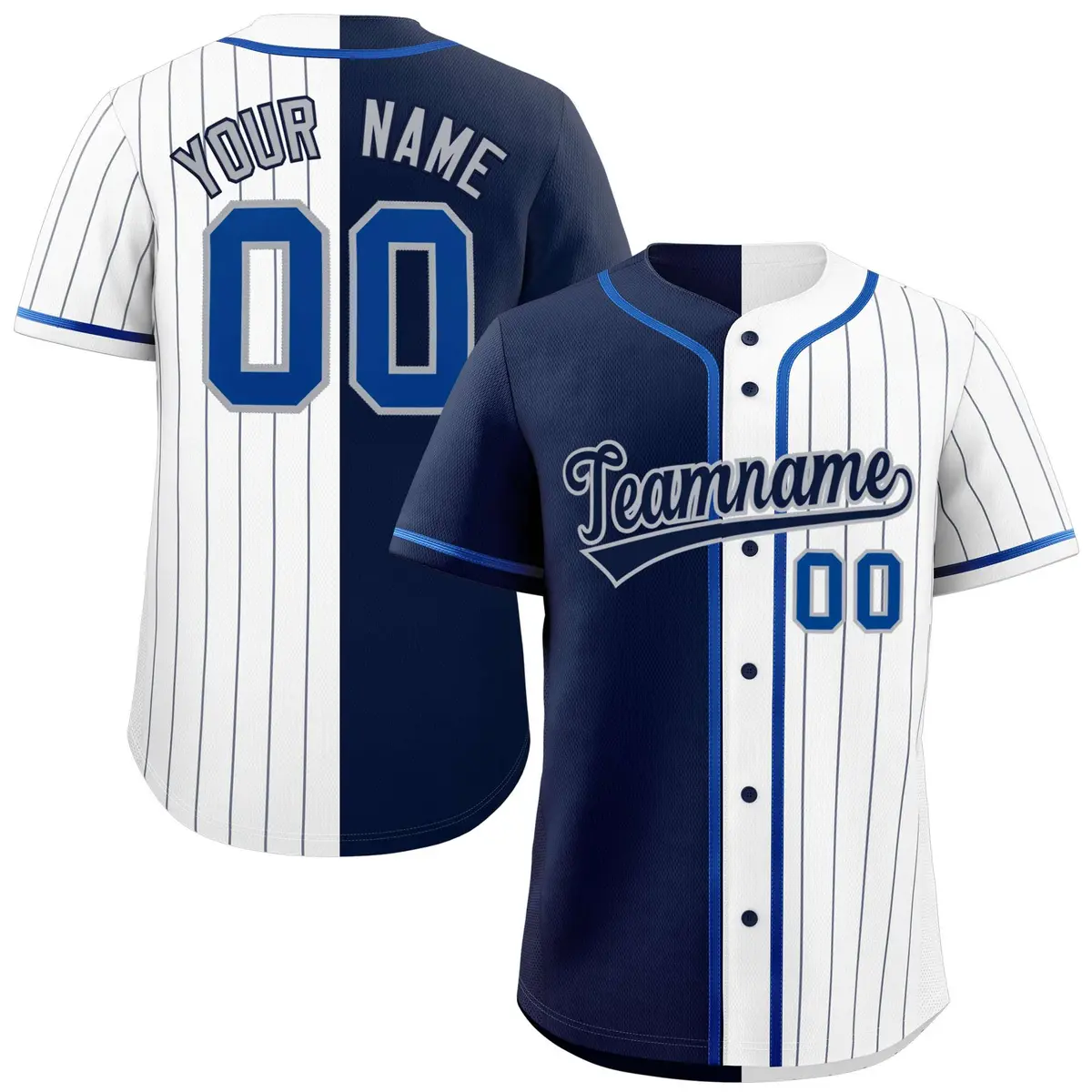Navy White Stripe-Solid Combo Authentic Baseball Jersey
