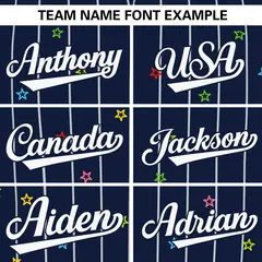 Navy White Stripe Star Pattern Authentic Baseball Jersey 3
