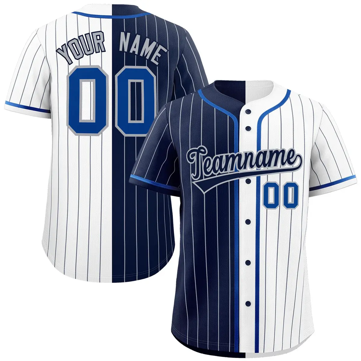 Navy White Striped Two Tone Authentic Baseball Jersey