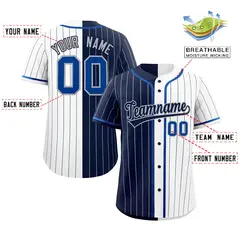 Navy White Striped Two Tone Authentic Baseball Jersey 2