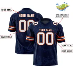 Navy White-Texas Orange Graffiti Line Football Jersey 2