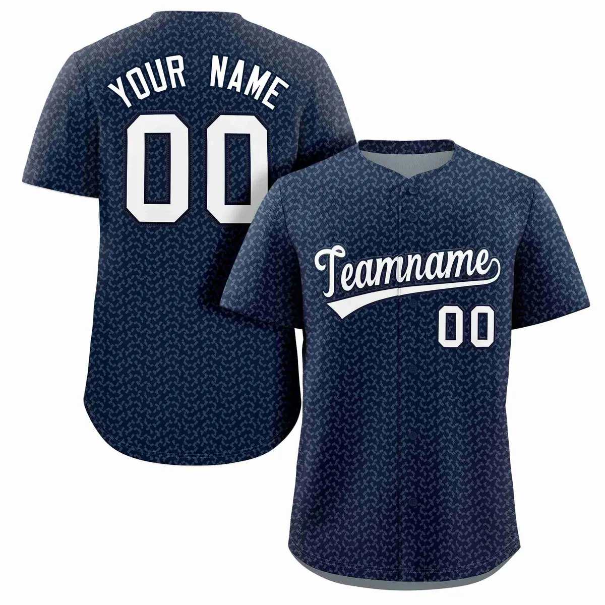 Navy White Texture Graffiti Baseball Jersey