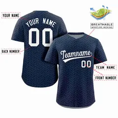Navy White Texture Graffiti Baseball Jersey 2