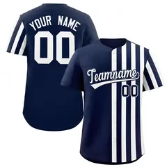 Navy White Thick Stripe Authentic Baseball Jersey