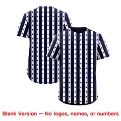 Navy White Thick Stripes Star Pattern Baseball Jersey 7