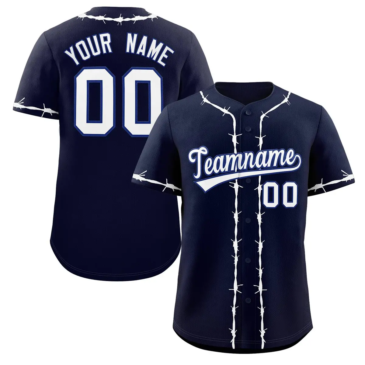 Navy White Thorns Ribbed Classic Authentic Baseball Jersey