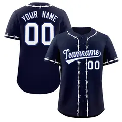 Navy White Thorns Ribbed Classic Authentic Baseball Jersey