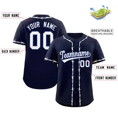Navy White Thorns Ribbed Classic Authentic Baseball Jersey 2
