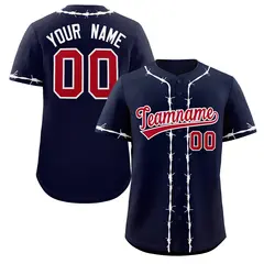 Navy White Thorns Ribbed Classic Authentic Baseball Jersey 1