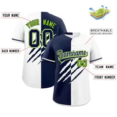 Navy White Tiger Claw Scratch Split Pattern Baseball Jersey 2