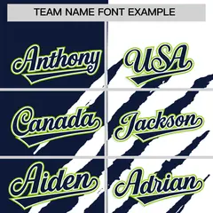 Navy White Tiger Claw Scratch Split Pattern Baseball Jersey 3