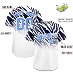 Navy White Tiger Stripe Gradient Baseball Jersey 2