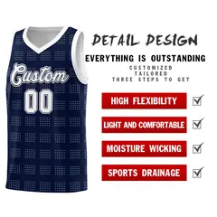 Navy White Trailblazer Dot Pattern Basketball Jersey 2