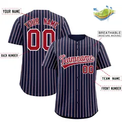 Navy White Tricolor Stripe Fashion Baseball Jersey 2